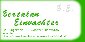 bertalan einvachter business card